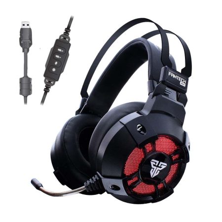 Fantech HG11 Captain 7.1 Gaming Headset, Over the ear Wired Gaming Headphones with surround sound, USB Connector and Microphone, Adjustable Band, Lightweight and Padded - Black