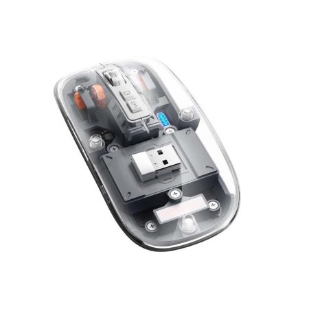 Magnetic Transparent Wireless Bluetooth Mouse-Triple Mode | Slim & Rechargeable with 4 Adjustable DPI for PC | Laptop & MacBook