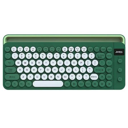 Jedel 87 keys 2.4Ghz Wireless + BT Rechargeable Slim Keyboard With Phone Tablet Holder Office Wireless Keyboard