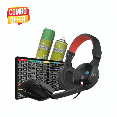 Logitech G102 RGB Mouse | Microkingdom MK819 Headphone | Large Anti-Slip Shortcuts Mousepad | Universal Foam Cleaner Combo Dashain Offer)