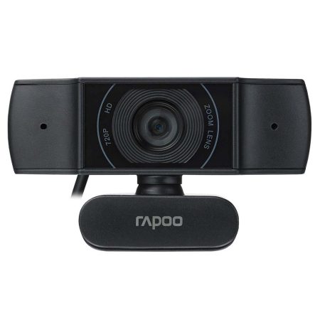 Rapoo C200 720P HD Webcam with Microphone, USB Computer Camera, Dual Noise Reduction Mics, 100° Wide-Angle Lens, Plug & Play, Ideal for Zoom, Skype, Teams, Video Calls, and Conferencing