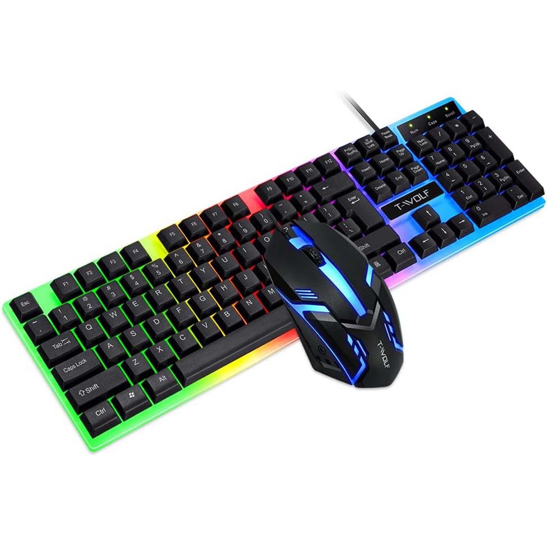 Keyboard and Mouse Set Thunder Wolf TF230 Computer Office Game Wired Light-Emitting Key and Mouse Set - Image 2