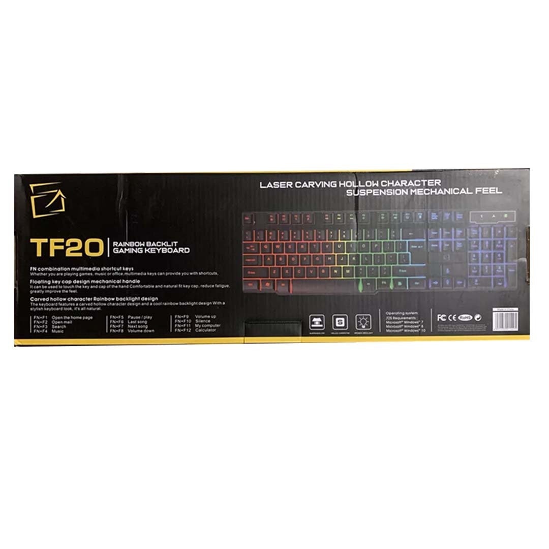 Combo of Gaming Mouse and Keyboard - T-WOLF T20 RGB LED Backlight USB Gaming Keyboard With Multimedia Keys Support - Image 5