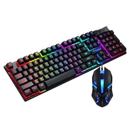Combo of Gaming Mouse and Keyboard - T-WOLF T20 RGB LED Backlight USB Gaming Keyboard With Multimedia Keys Support