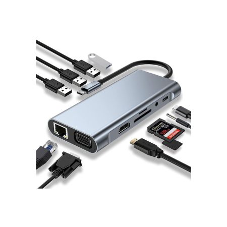 USB-C to HDTV 4K Multifunction Adapter USB Hub 11 in 1 Docking Station Compatible with MacBook Pro/Air,Type C Laptops