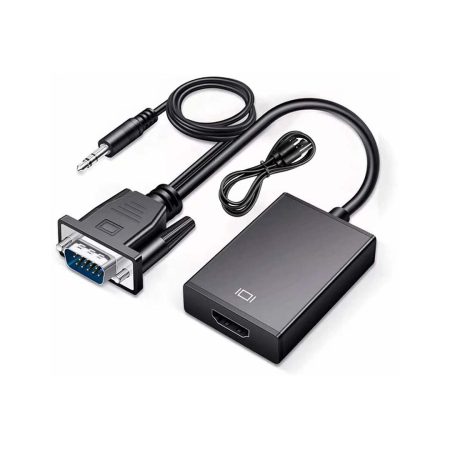 VGA to HDMI Converter Adapter with Audio Support 1080P HDTV and USB Cable for Power Supply Supported for TV, Computer, Projector, Laptop, DVD, AV